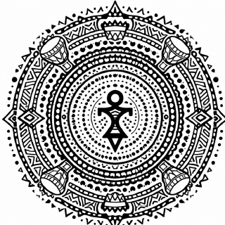 Ethno Afrikanisches Mandala mit symbolischen Mustern