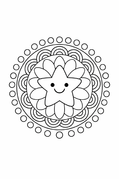 Lächelnder Stern-Mandala zum Ausmalen