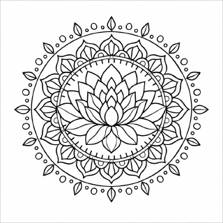 Lotusmandala in symmetrischen Mustern