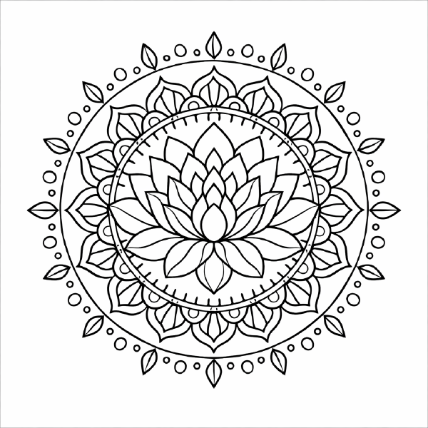 Lotusmandala in symmetrischen Mustern