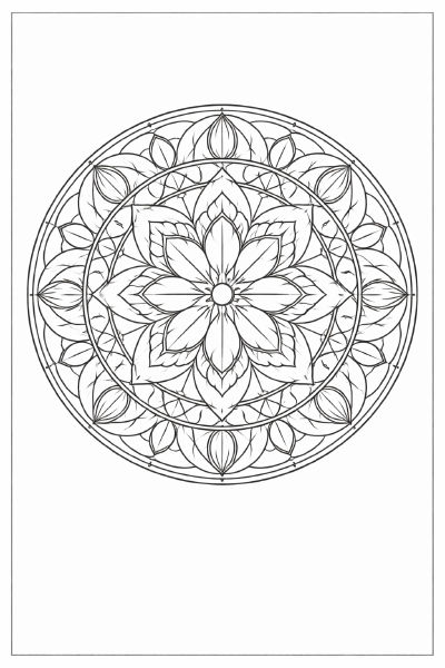 Mandala mit Blumen- und Diamantmustern