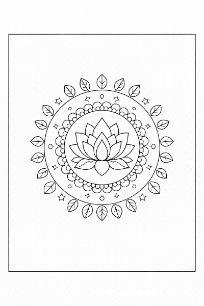 Mandala mit Lotus und Sternen