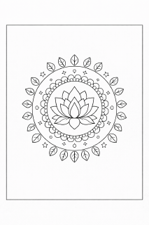 Mandala mit Lotus und Sternen