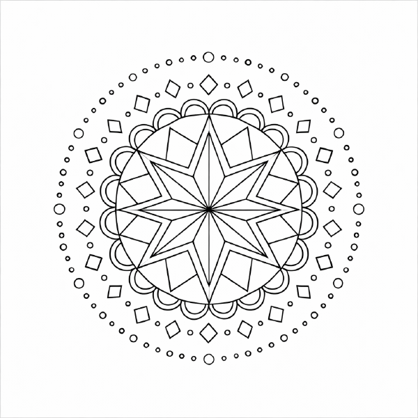 Mandala mit achtspitzigem Stern