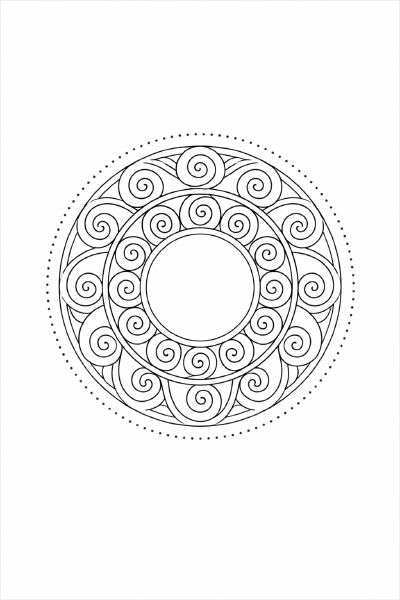 Spiralmandala mit symmetrischen Mustern