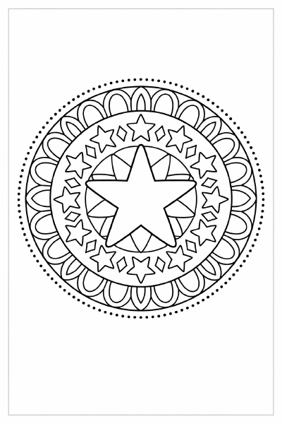 Symmetrische Mandala mit fünfzackigem Stern