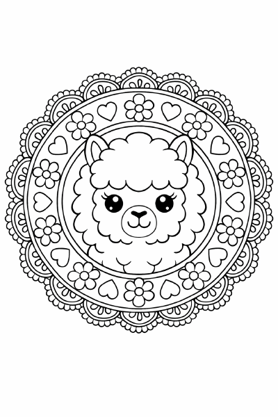 Alpaka im Mandala-Design