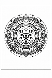 Ethno Schamanisches Mandala mit Krafttiersymbol
