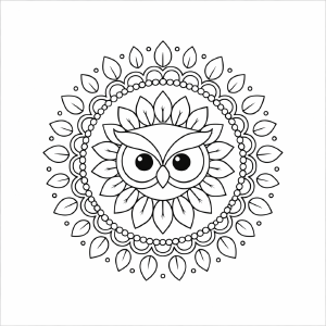 Eule im Mandalastil mit Federn