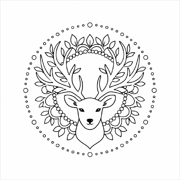 Hirsch-Mandala mit symmetrischen Bögen