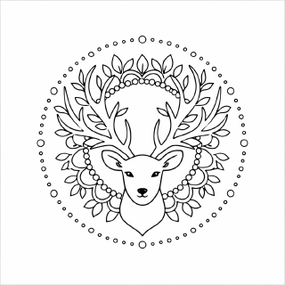Hirsch-Mandala mit symmetrischen Bögen