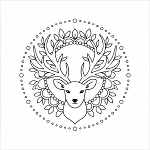 Hirsch-Mandala mit symmetrischen Bögen