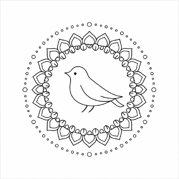 Mandala mit stilisiertem Vogel
