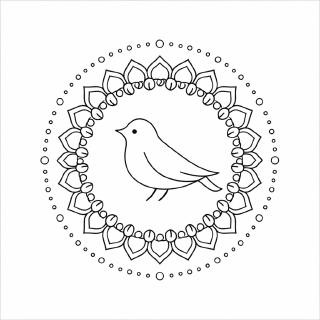 Mandala mit stilisiertem Vogel