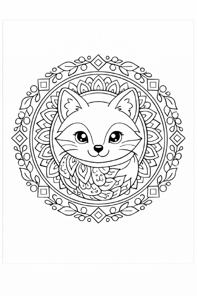 Mandala-Fuchs mit symmetrischen Elementen