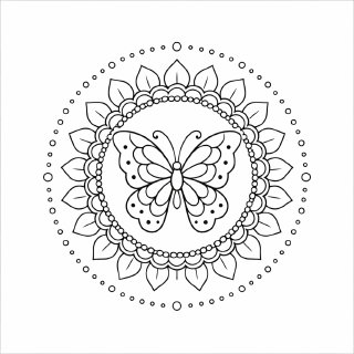 Symmetrische Mandala-Schmetterlingsillustration