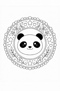 Symmetrische Panda-Mandala-Illustration