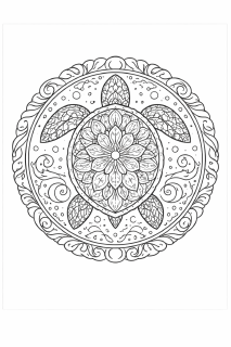 Symmetrische Schildkroete im Mandala-Stil