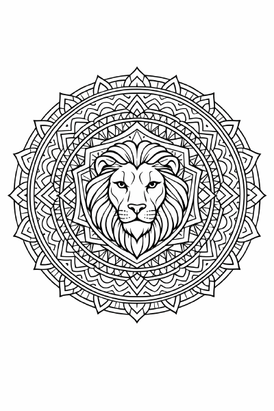 Tier Mandelakunst mit Loewenkopf