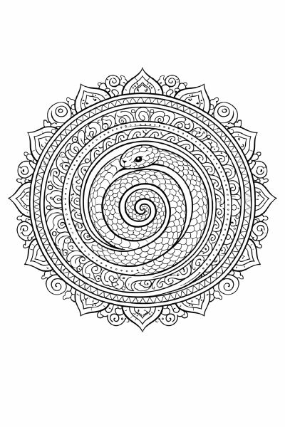 Tier Symmetrische Mandala mit einer Schlange