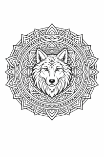 Tier Wolf im Mandala-Design