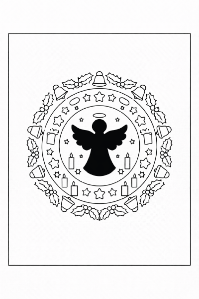 Weihnachtliche Engel-Mandala zum Ausmalen