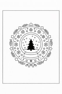 Weihnachtliche Mandala mit Schneekugel und Baum