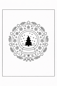 Weihnachtliche Mandala mit Schneekugel und Baum