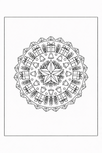 Weihnachtliche Mandala mit Stern und Geschenken