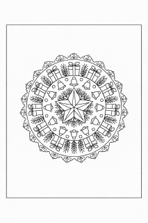 Weihnachtliche Mandala mit Stern und Geschenken
