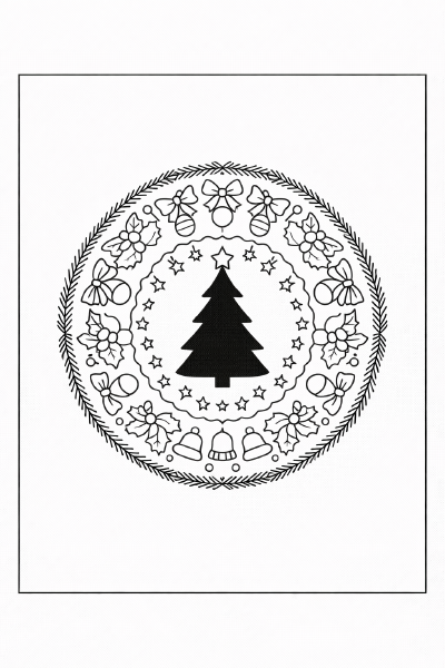 Weihnachtliche Mandala zum Ausmalen