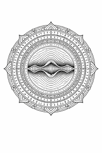 WellenMandala Intrikates symmetrisches Mandala in Schwarz-Weiß