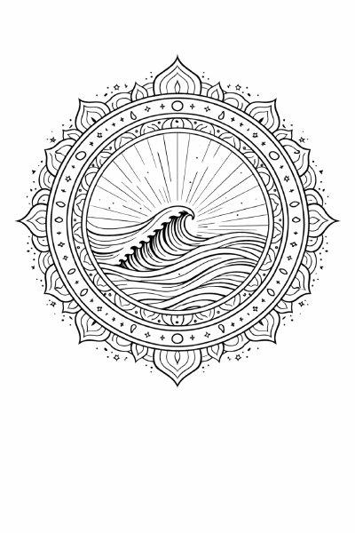 WellenMandala Symmetrische Mandala mit Lichtwelle