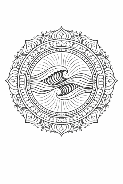 WellenMandala Symmetrische Mandala mit Wellenmuster