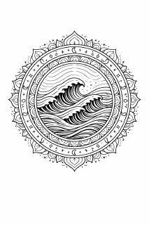 WellenMandala Symmetrisches Mandala mit Wellenmuster