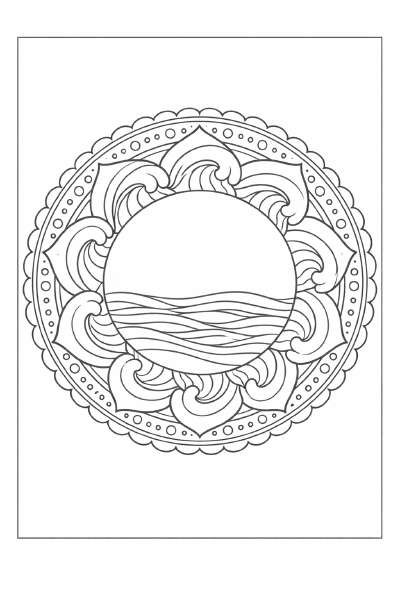 Wellenmuster Mandala zum Ausmalen