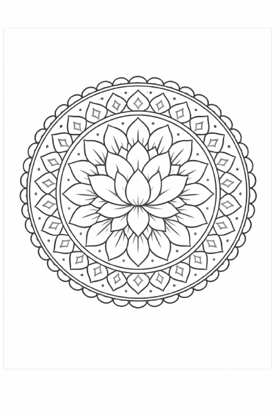 Lotus-mandala auf weißem Hintergrund