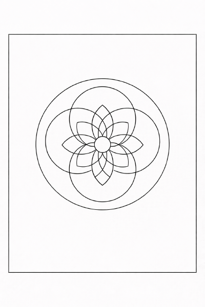 Minimalist Meditation Mandala in Schwarz-Weiß