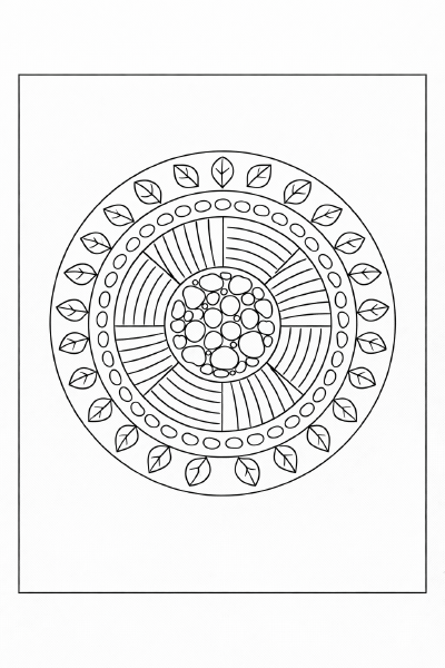 Zen-Garten Mandala in Schwarz-Weiß